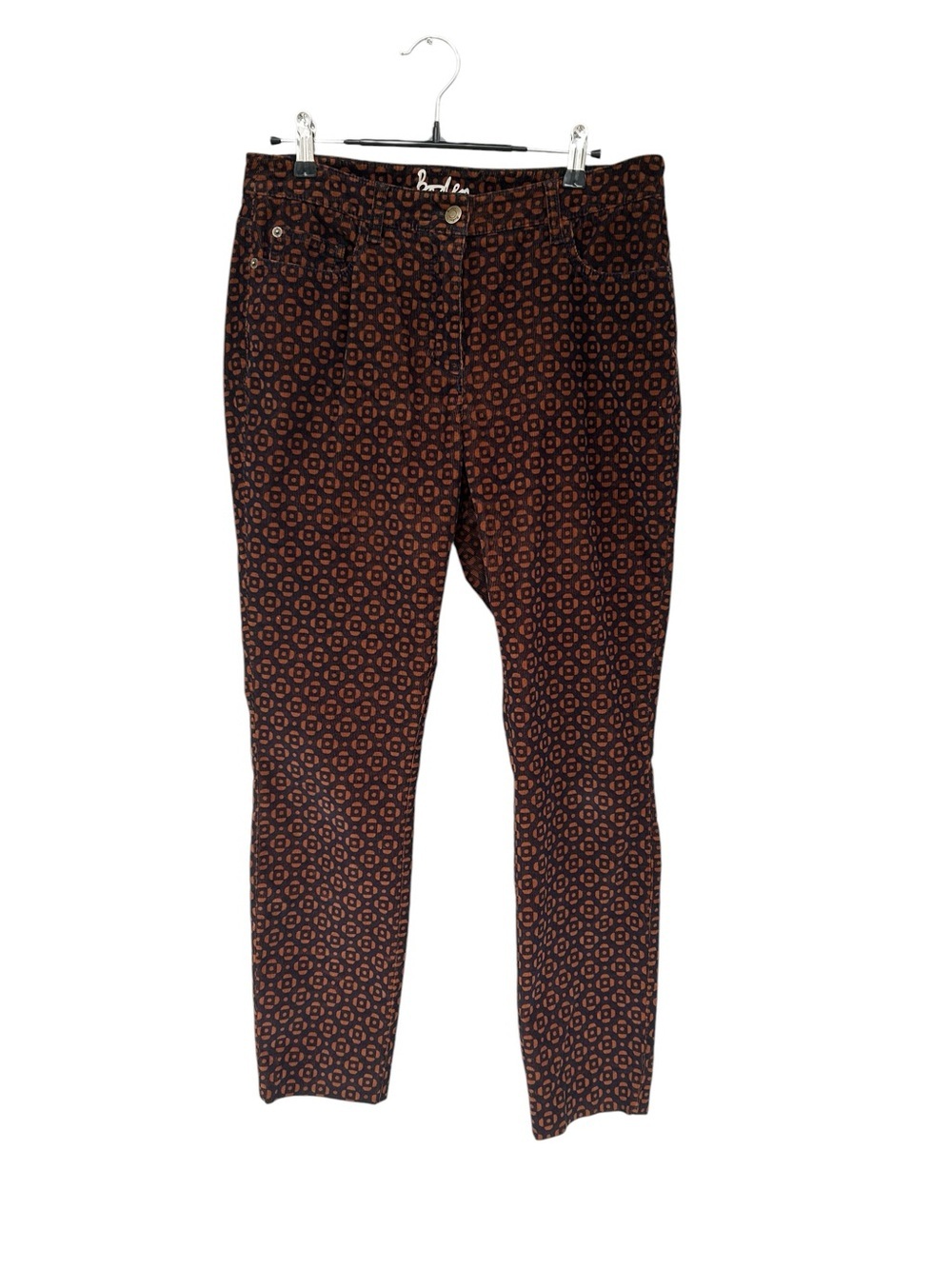 Boden Corduroy Slim Crop Patterned Pants in Brown and Black - Size Women’s 8 - Picture 2 of 11